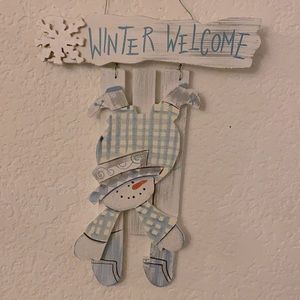 Sledding Snowman Hanging Sign